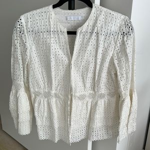 Anne Fontaine “Ryan” Stunning White Eyelet Top. Size 42. Hook and eye closures